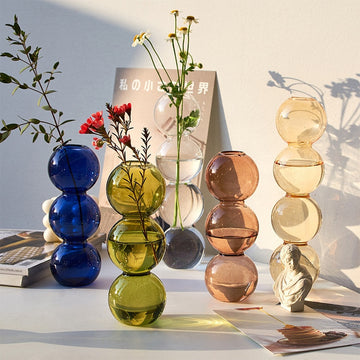 Nordic Glass Bubble Vase INS Flower Arrangement Modern Creative Spherical Flower vases Home Decoration Birthday Gift Pots